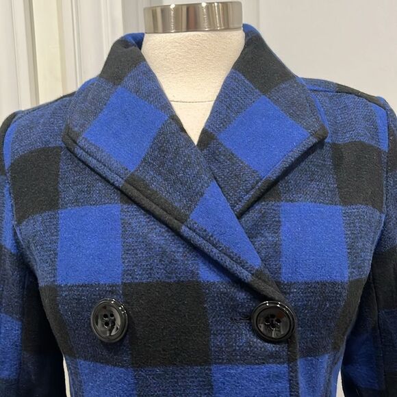 New! Rampage Blue & Black Plaid Peacoat Size Small NWT - Picture 3 of 16